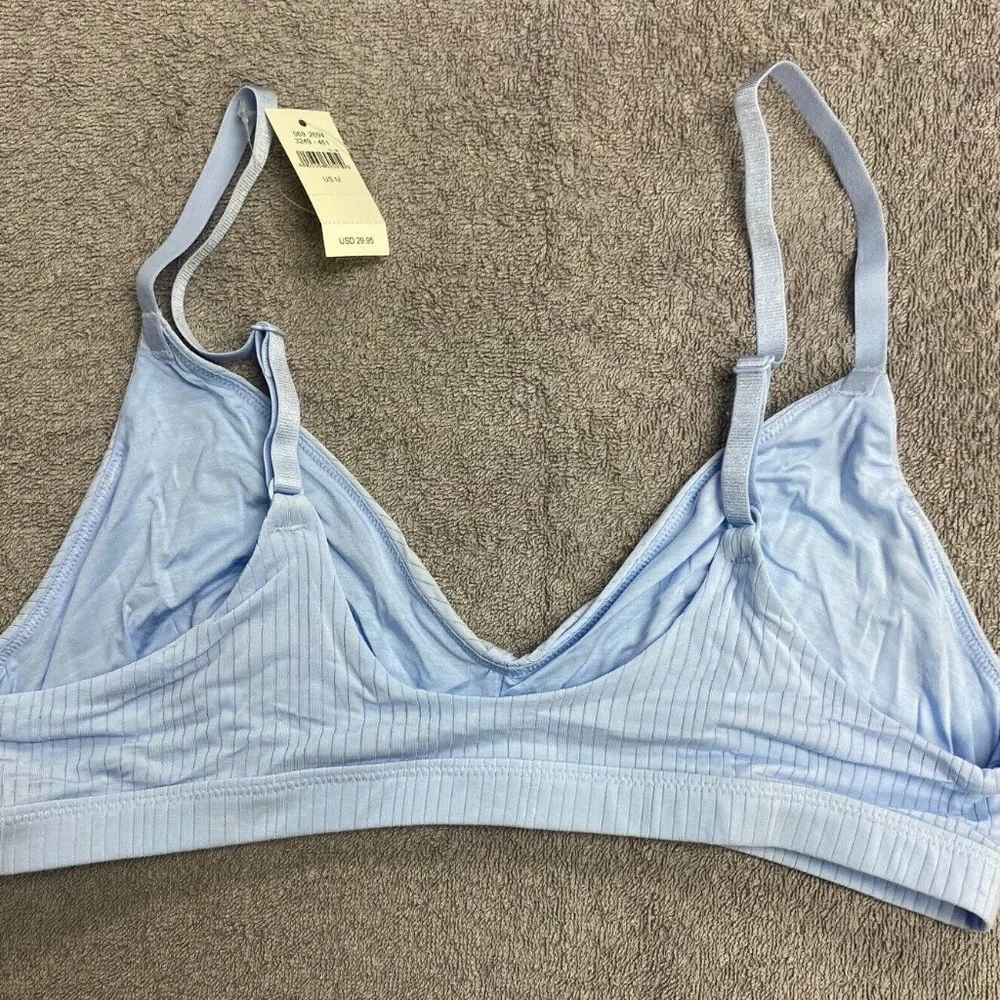 NWT Aerie Modal Ribbed Triangle Bralette - Eyelet Blue - M - Picture 2 of 6